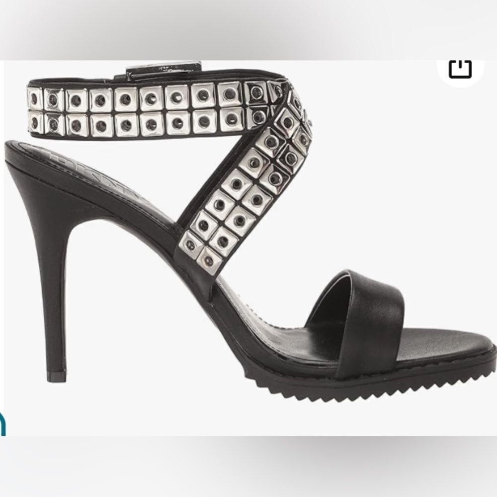 DKNY Women's Stud Heeled Sandal with Buckle Detail 6.5M / 37